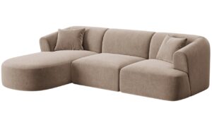 Cosmopolitan Design Béžová sametová rohová pohovka Campi 256 cm