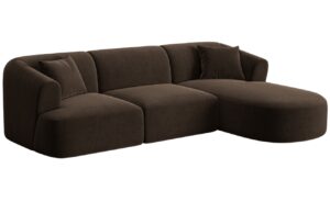 Cosmopolitan Design Tmavě hnědá sametová rohová pohovka Campi 256 cm