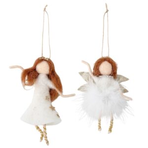 Bloomingville Set dvou bílých vlněných ozdob Liuka 14 cm