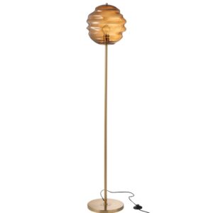 J-line Hnědá skleněná stojací lampa Honeycomb 156 cm