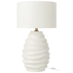 J-line Bílá keramická stolní lampa Wave 68 cm