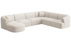 Cosmopolitan Design Světle béžová čalouněná rohová pohovka Campi 330 cm