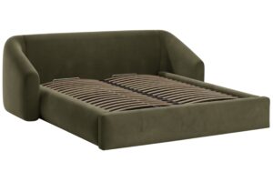 Cosmopolitan Design Zelená sametová dvoulůžková postel Campi 180 x 200 cm s úložným prostorem