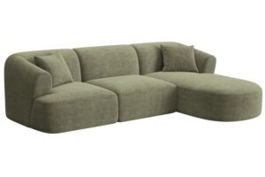 Cosmopolitan Design Zelená manšestrová rohová pohovka Campi 256 cm
