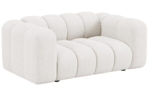 Micadoni Bílá bouclé dvoumístná pohovka Lupine 170 cm