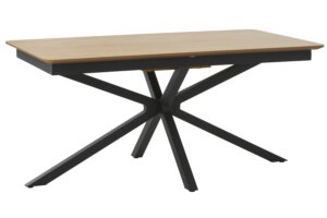 Unique Furniture Černý rozkládací jídelní stůl Cesura 160/200 x 90 cm s dubovým dekorem