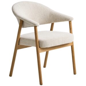 Unique Furniture Krémově bílá jídelní židle Elk s dubovou podnoží