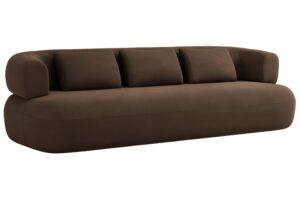 Windsor & Co Hnědá sametová čtyřmístná pohovka Aldrin 226 cm