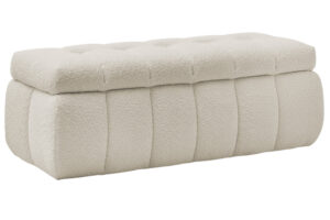 Bobochic Paris Béžová bouclé lavice Mont-Blanc 144 cm s úložným prostorem