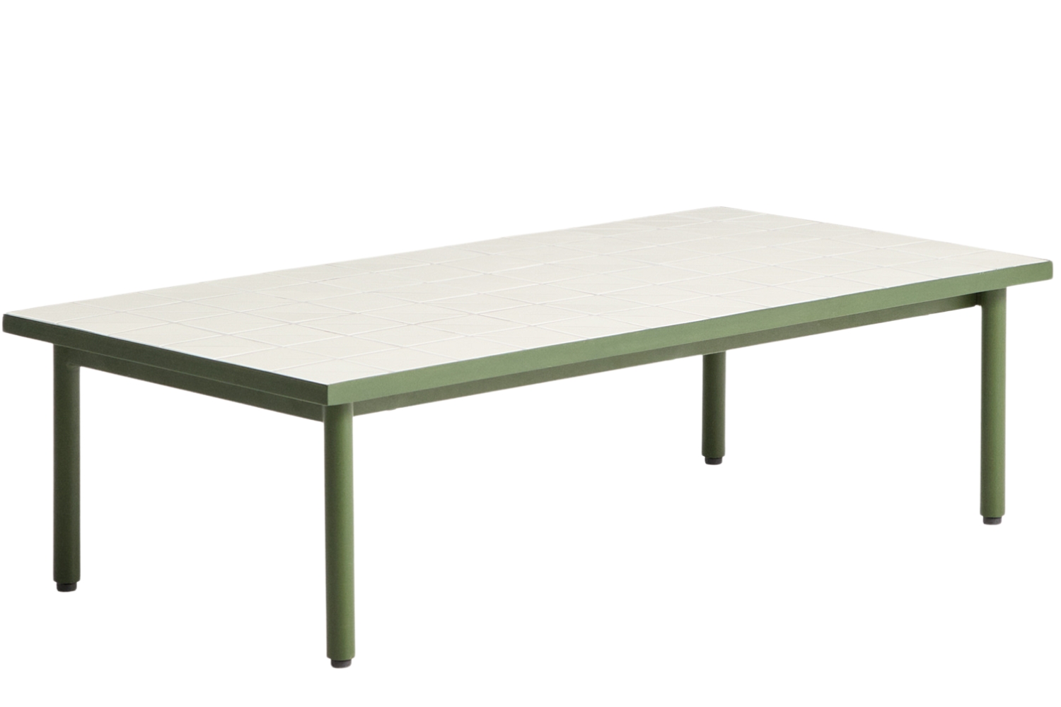 Kave Home Bílo-zelený zahradní stolek Maurina 122 x 61 cm