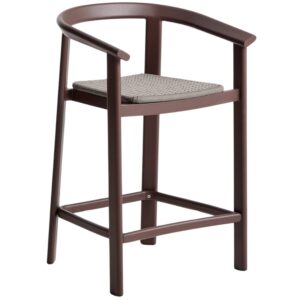 Kave Home Hnědá zahradní barová židle s výpletem Erice 65 cm