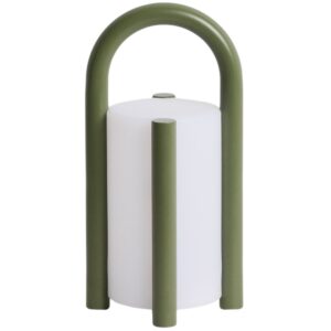 Kave Home Zelená přenosná zahradní LED lampa Leros 28 cm