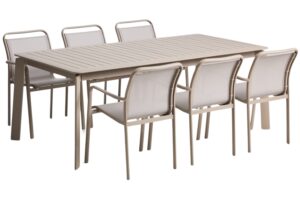 Kave Home Béžový zahradní set stolu Brela a šesti židlí Luri