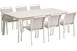 Kave Home Krémový zahradní set stolu Brela a šesti židlí Luri