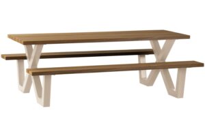 WOOOD Dřevěný zahradní stůl s lavicemi Tablo 206 x 145 cm s béžovou podnoží
