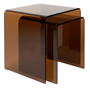 Dutchbone Set dvou hnědých skleněných odkládacích stolků VETRO 45 x 40 cm