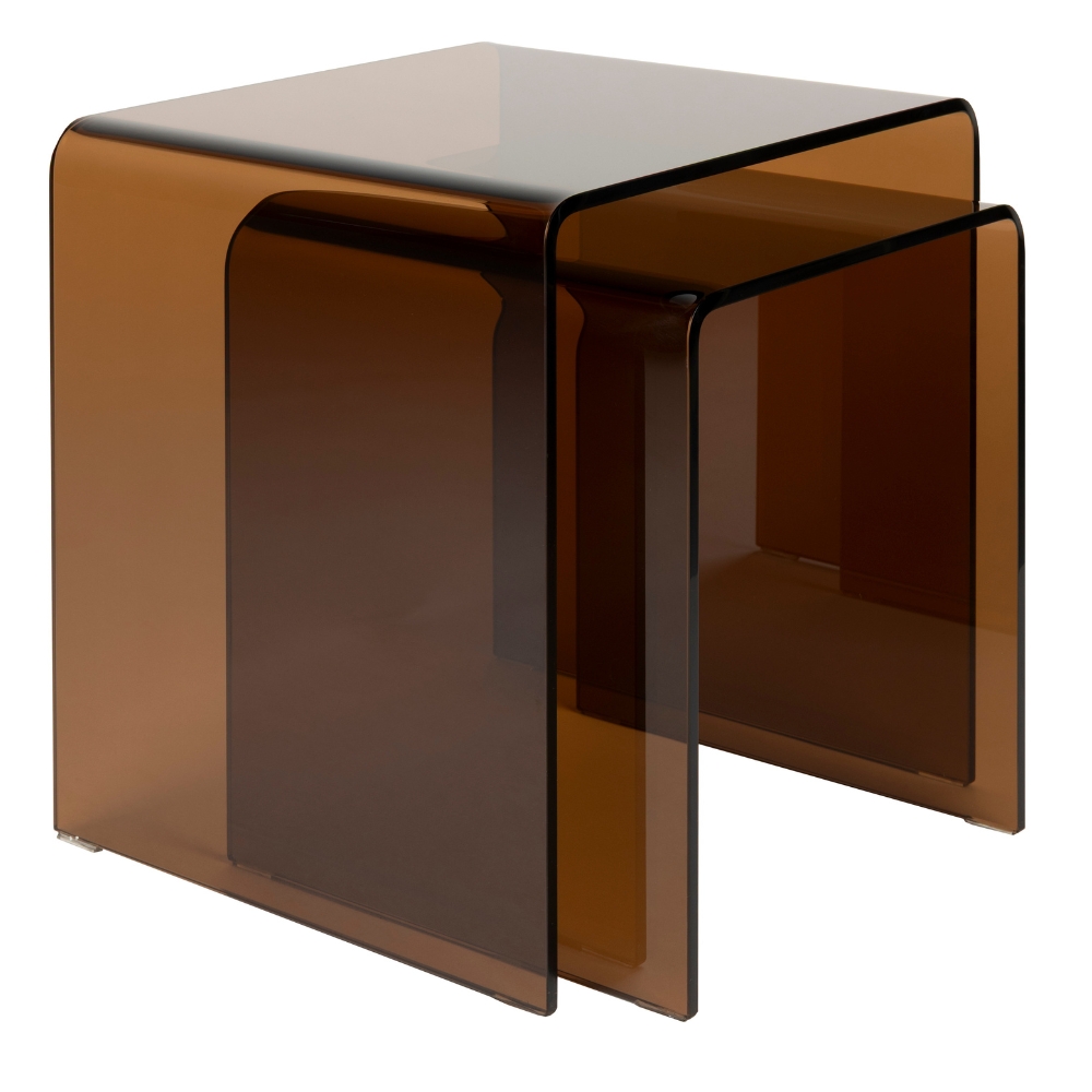 Dutchbone Set dvou hnědých skleněných odkládacích stolků VETRO 45 x 40 cm