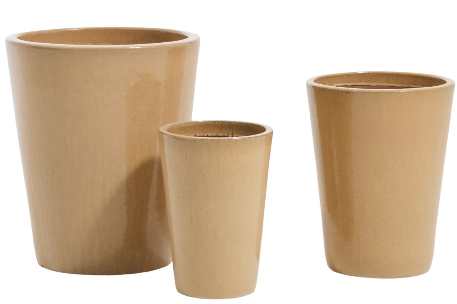 Kave Home Set tří béžových zahradních květináčů Rotja ⌀ 26/35/47 cm