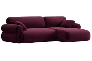 Micadoni Tmavě červená sametová rohová pohovka Ophelia 266 cm